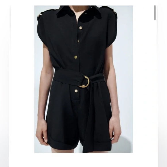 Zara Black Short Jumpsuit - Picture 4 of 9